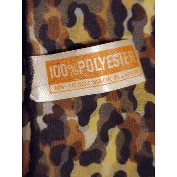 Vintage Polyester Scarf Leopard Print Green Neck Scarf - Picture 2 of 5